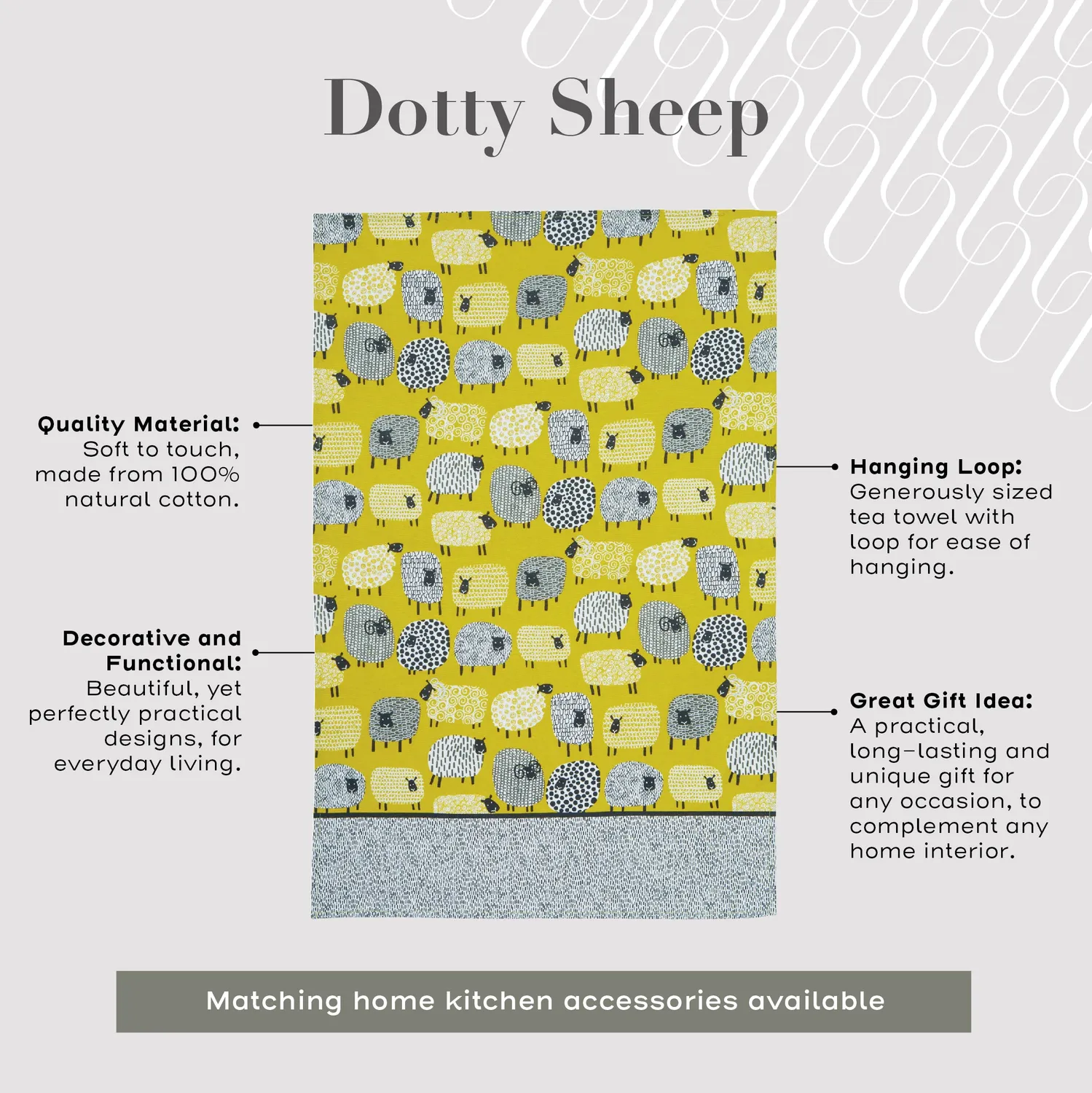 Ulster Weavers Dotty Sheep viskestykke gul bomuld