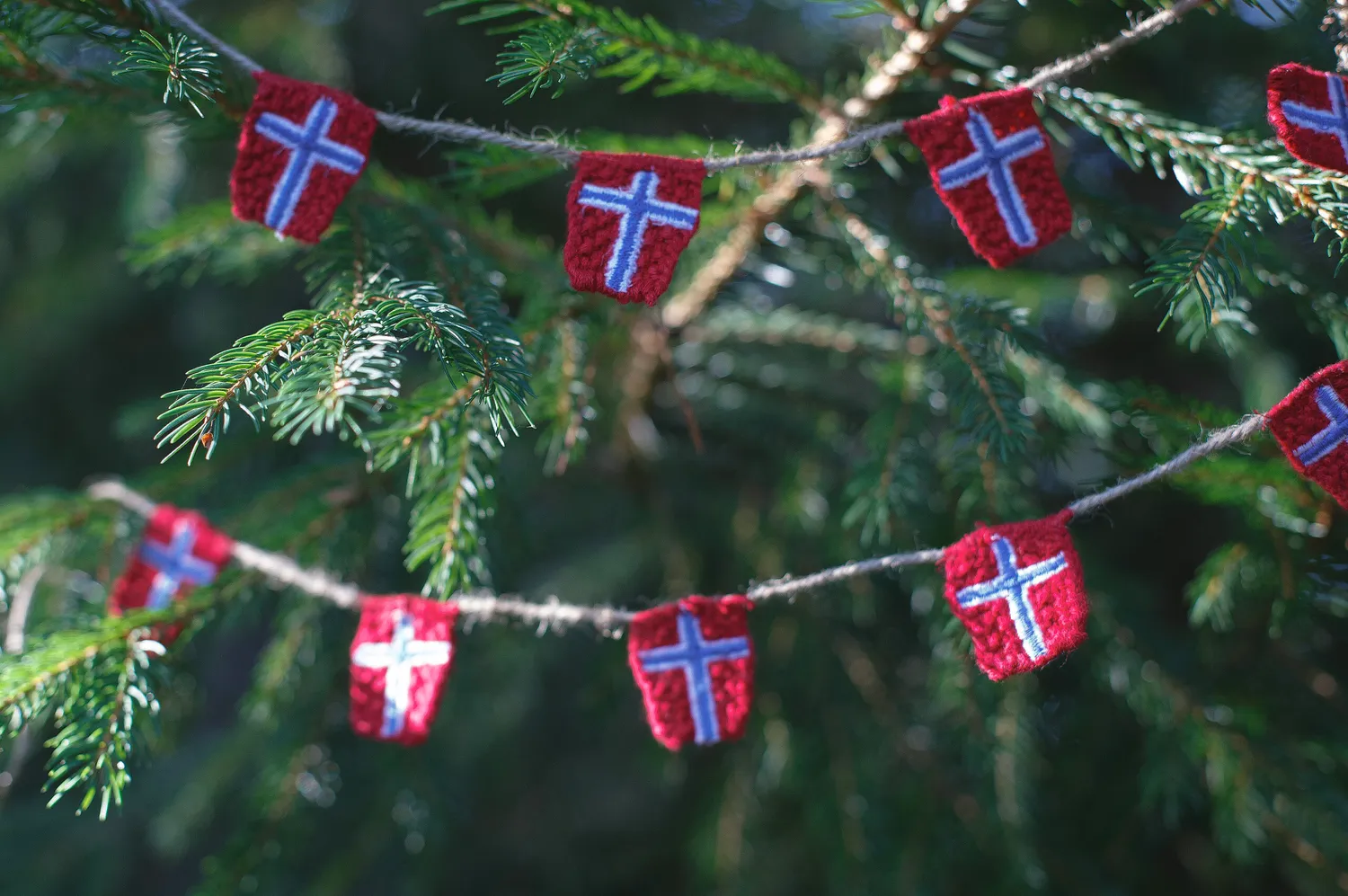 Solwang Norske Flag flagguirlande 10 stk bomuld