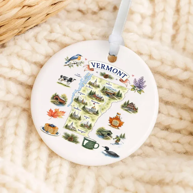 Avery Lane Gifts Vermont State Map Juleornament porcelæn 7,6 cm