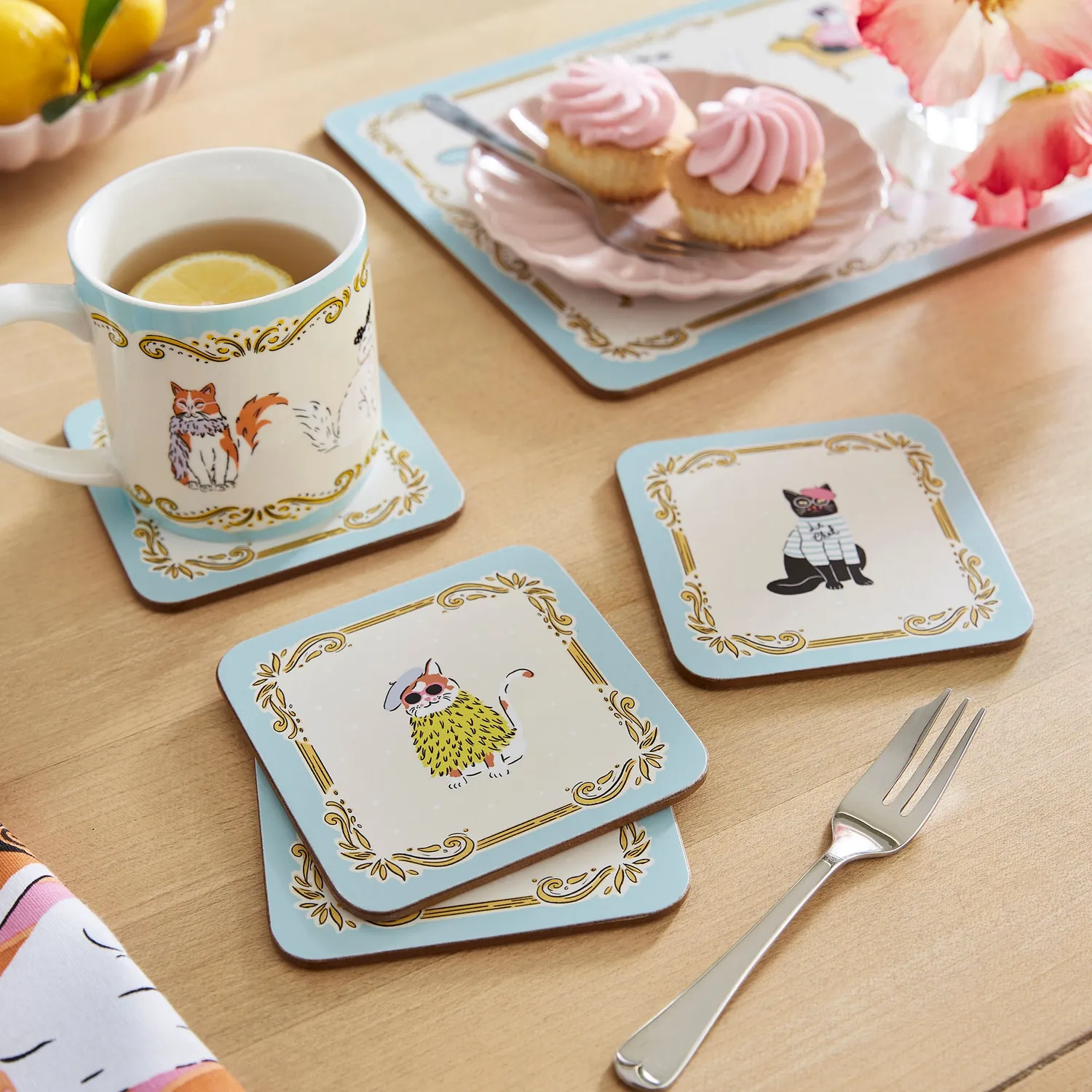 Ulster Weavers Cool Cats bordskånere 4 stk multifarvet