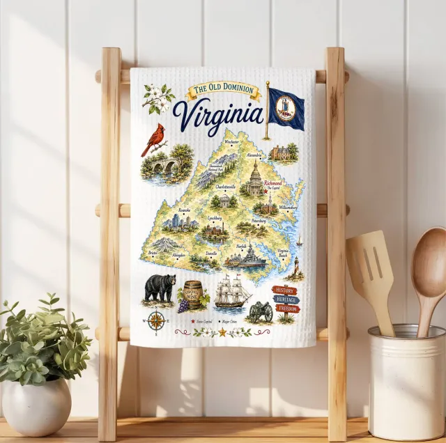 Avery Lane Gifts Virginia State Map karklud waffle 41x36 cm