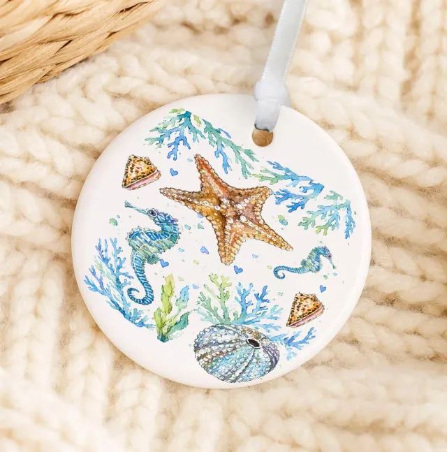 Avery Lane Gifts Coastal Blue Starfish julepynt porcelæn