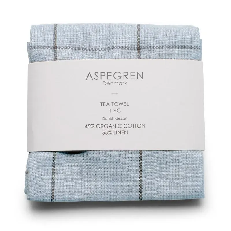 AspEgren Squares viskestykke 50x70 cm Pearl and Blue hør