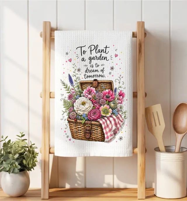 Avery Lane Gifts Plant a Garden viskestykke Flowers in Basket 41x36 cm