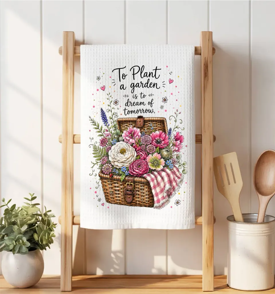 Avery Lane Gifts Plant a Garden viskestykke Flowers in Basket 41x36 cm
