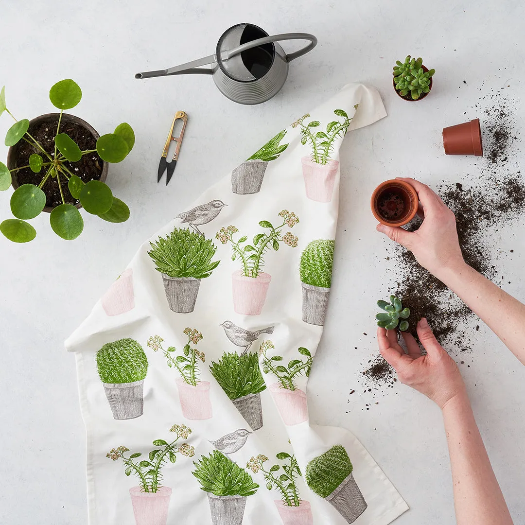 Thornback & Peel Cactus & Bird viskestykke hvid 50x70 cm