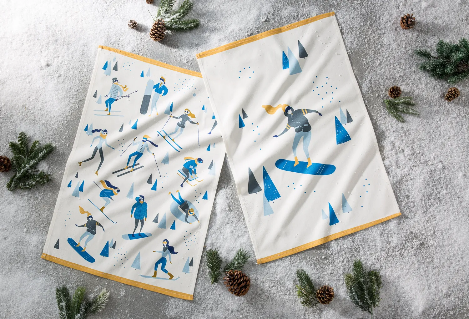 Coucke Snowboarder viskestykke 50x75 cm hvid bomuld