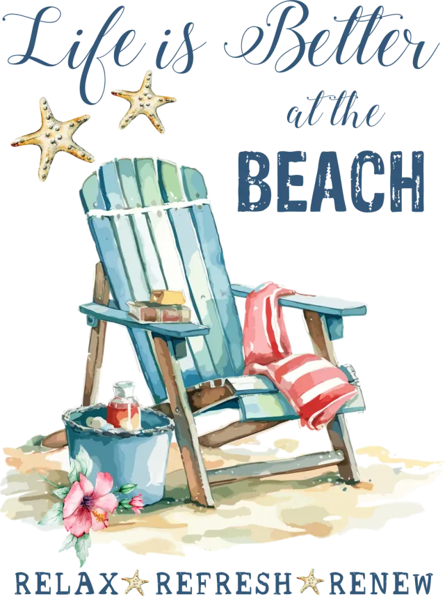 Avery Lane Coastal Life is Better at the Beach viskestykke bomuld
