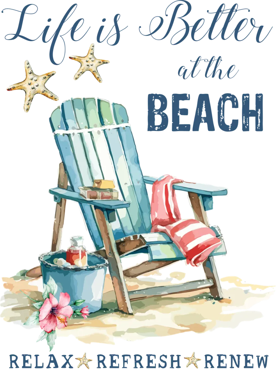 Avery Lane Coastal Life is Better at the Beach viskestykke bomuld