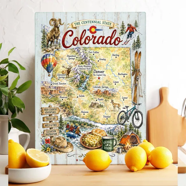 Avery Lane Gifts Colorado State Map skærebræt glas 28x38 cm