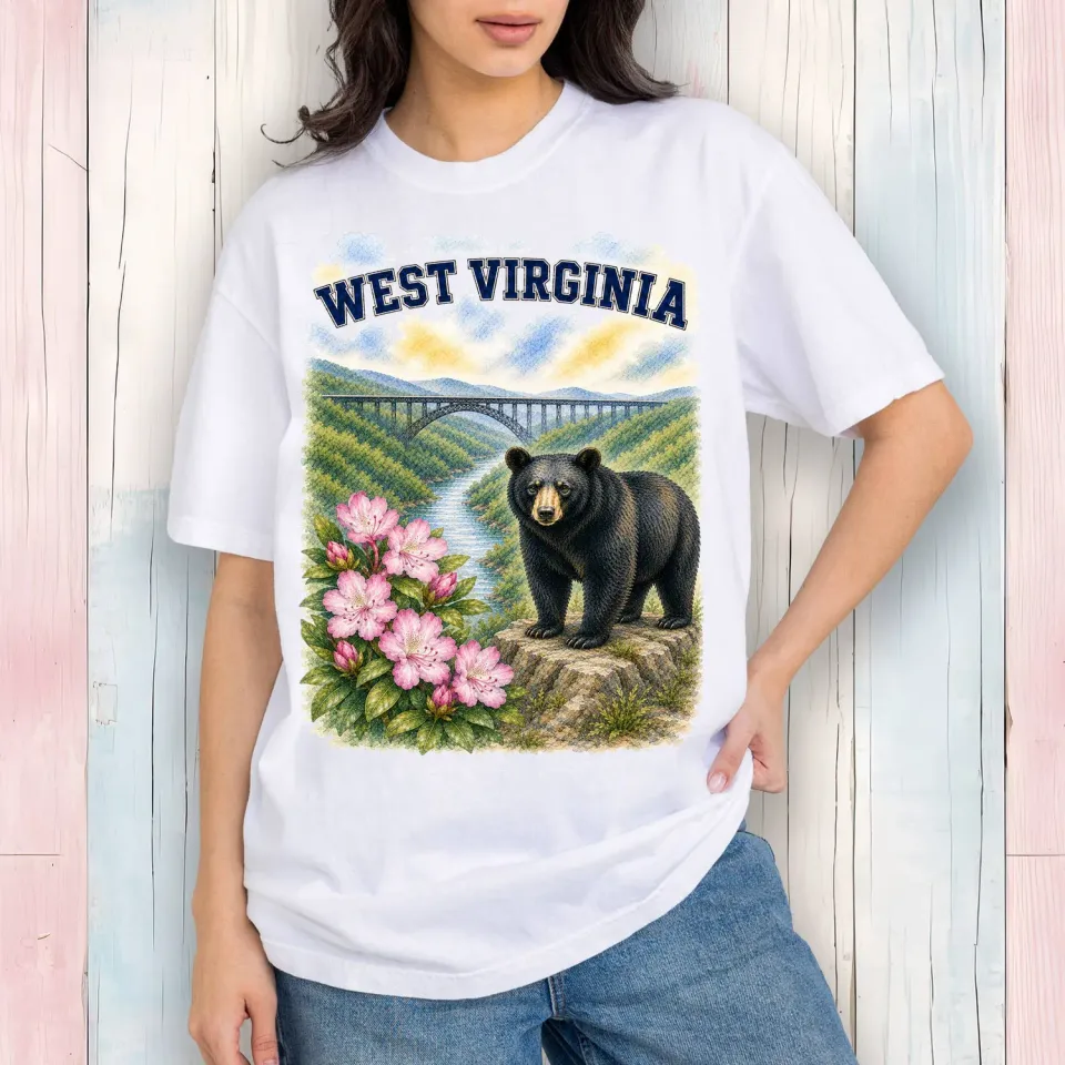 Avery Lane Gifts West Virginia T-shirt hvid bomuld