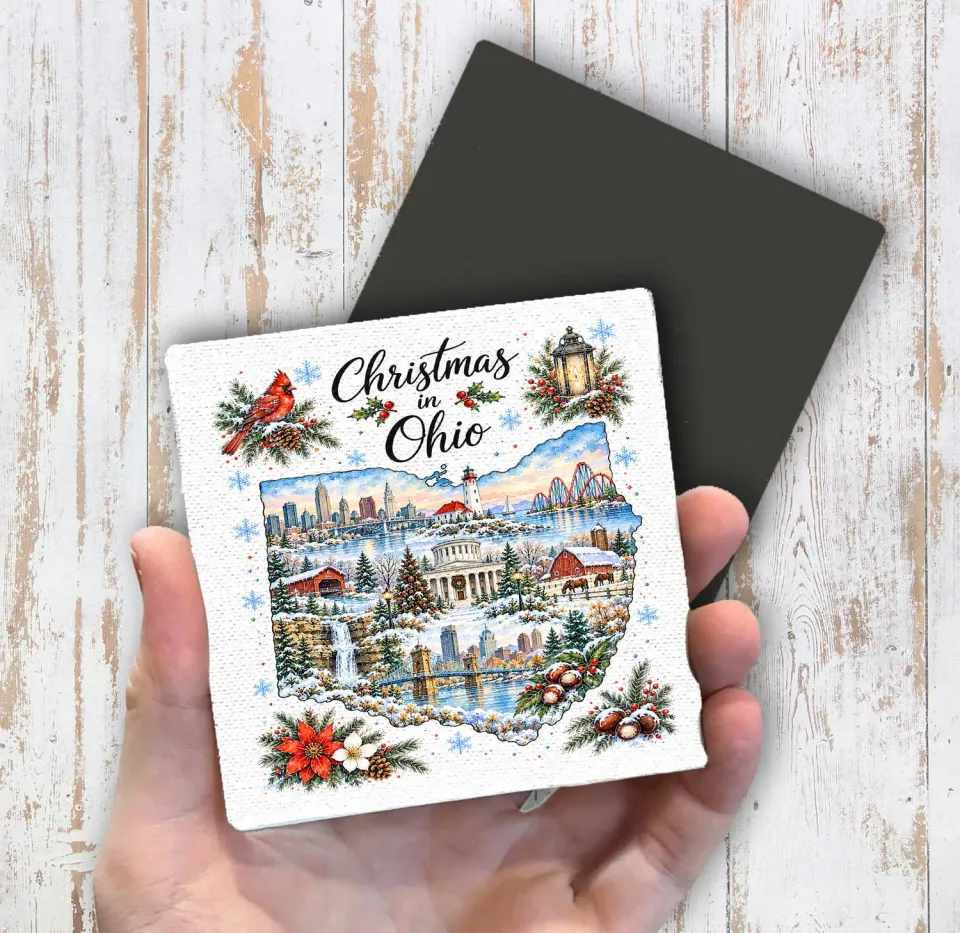 Avery Lane Gifts Christmas Ohio køleskabsmagnet 10x10 cm julemotiv
