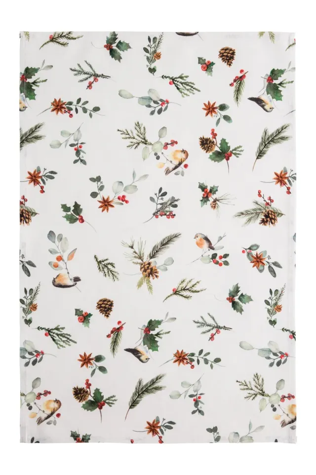 Coucke Christmas Magic viskestykke hvid 50x75 cm hør