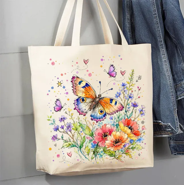 Avery Lane Gifts Butterflies Flowers mulepose bomuldslærred