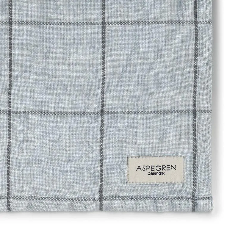 AspEgren Squares viskestykke 50x70 cm Pearl and Blue hør