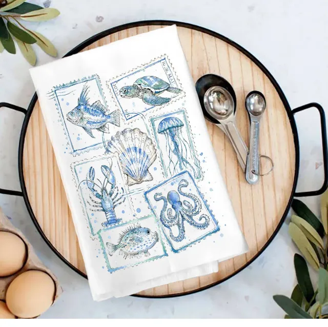 Avery Lane Gifts Coastal Blue viskestykke 69x69 cm 100% bomuld