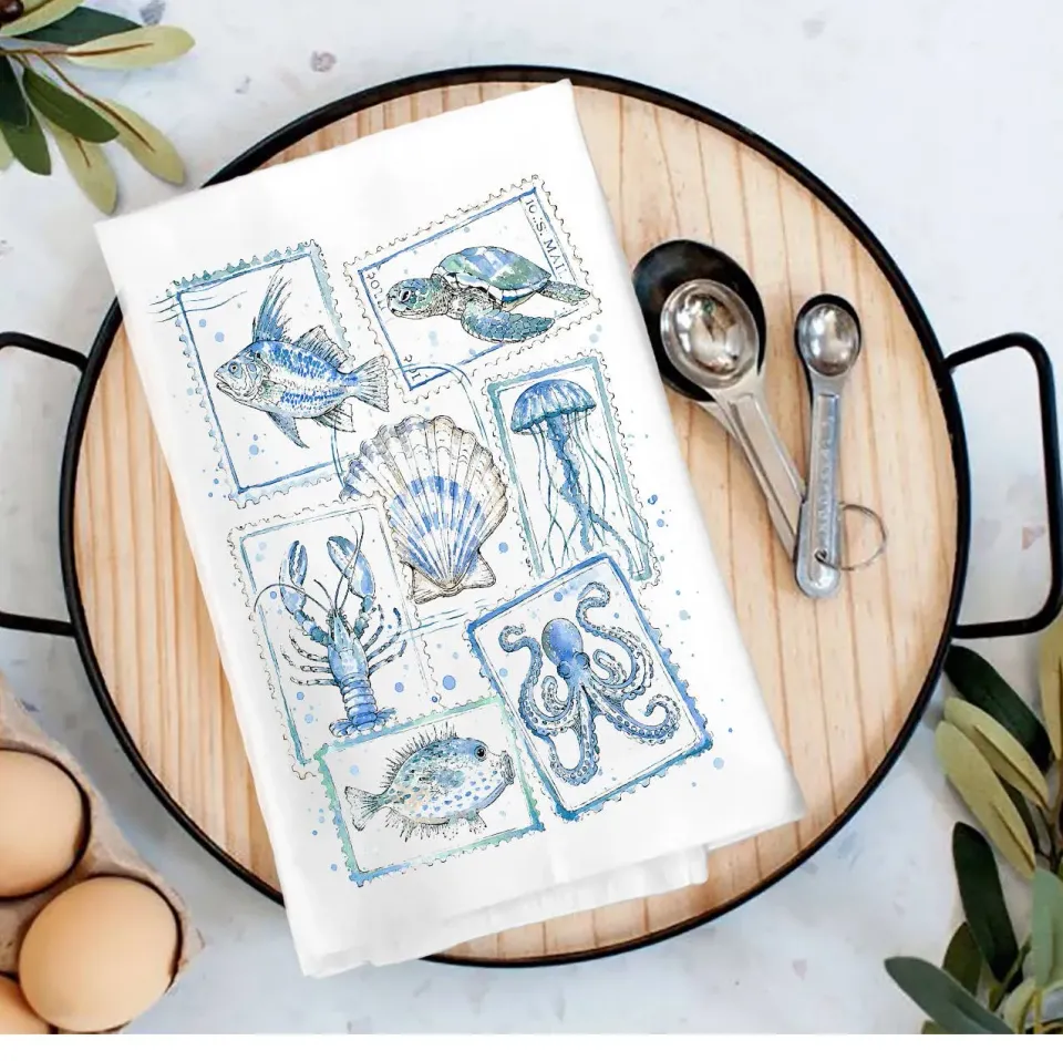 Avery Lane Gifts Coastal Blue viskestykke 69x69 cm 100% bomuld