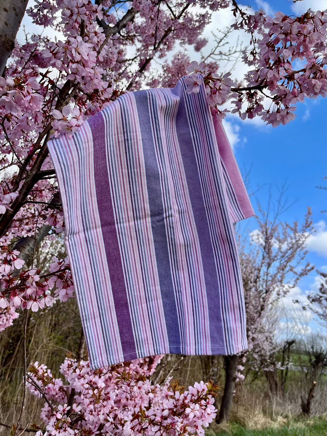 Solwang viskestykke multi lilla/rosa vævet bomuld