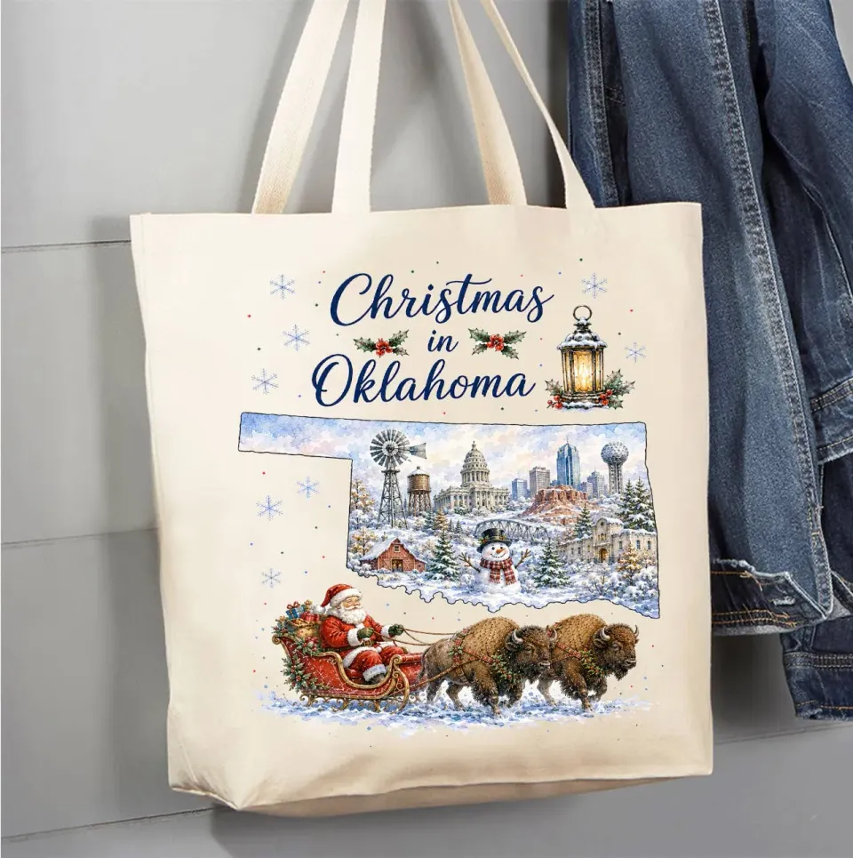 Avery Lane Gifts Christmas in Oklahoma State Map mulepose bomuld