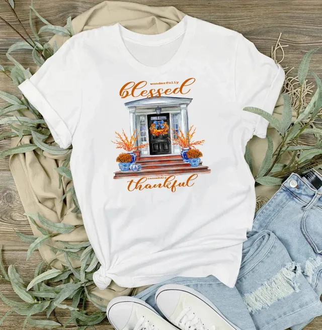Avery Lane Gifts Blessed t-shirt hvid bomuld S-3XL