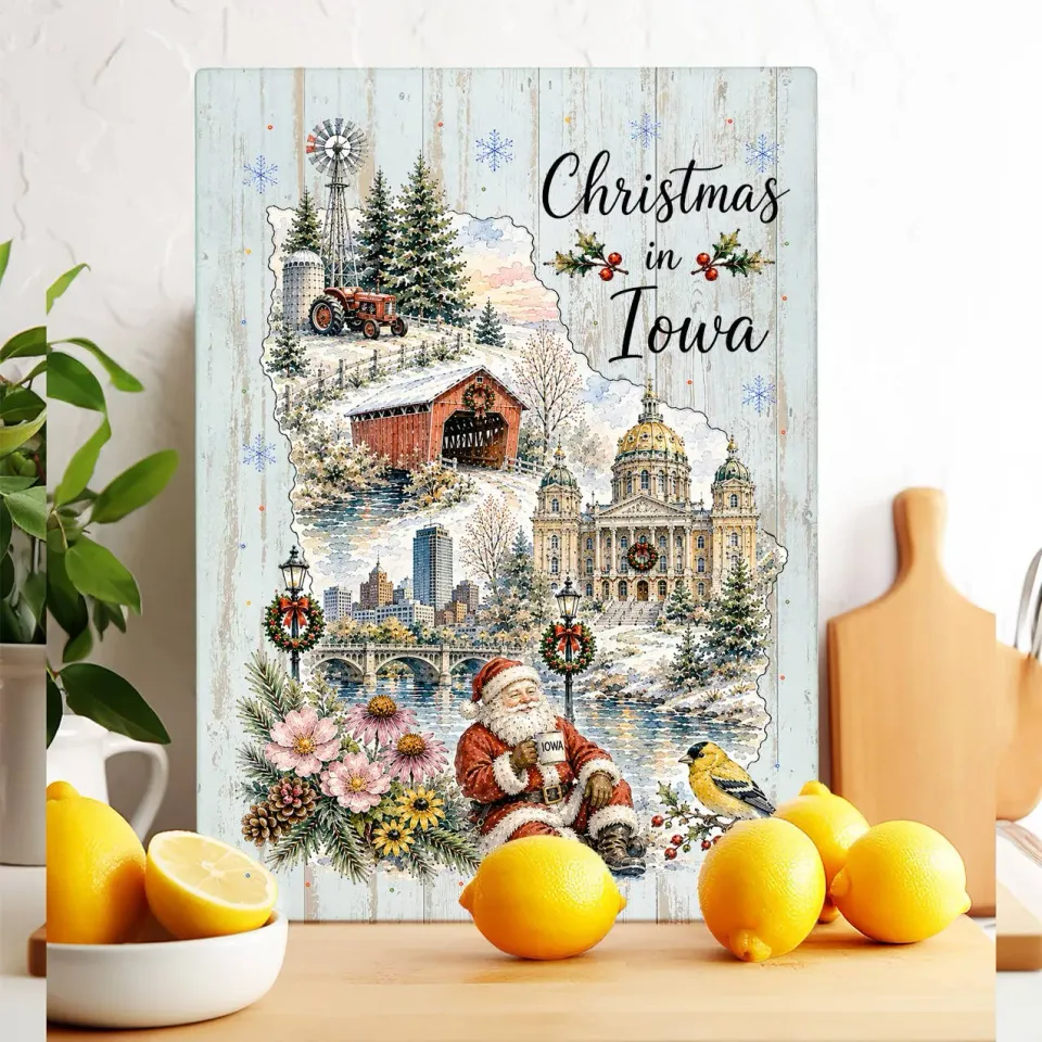 Avery Lane Gifts Christmas Iowa skærebræt glas 20x28 cm