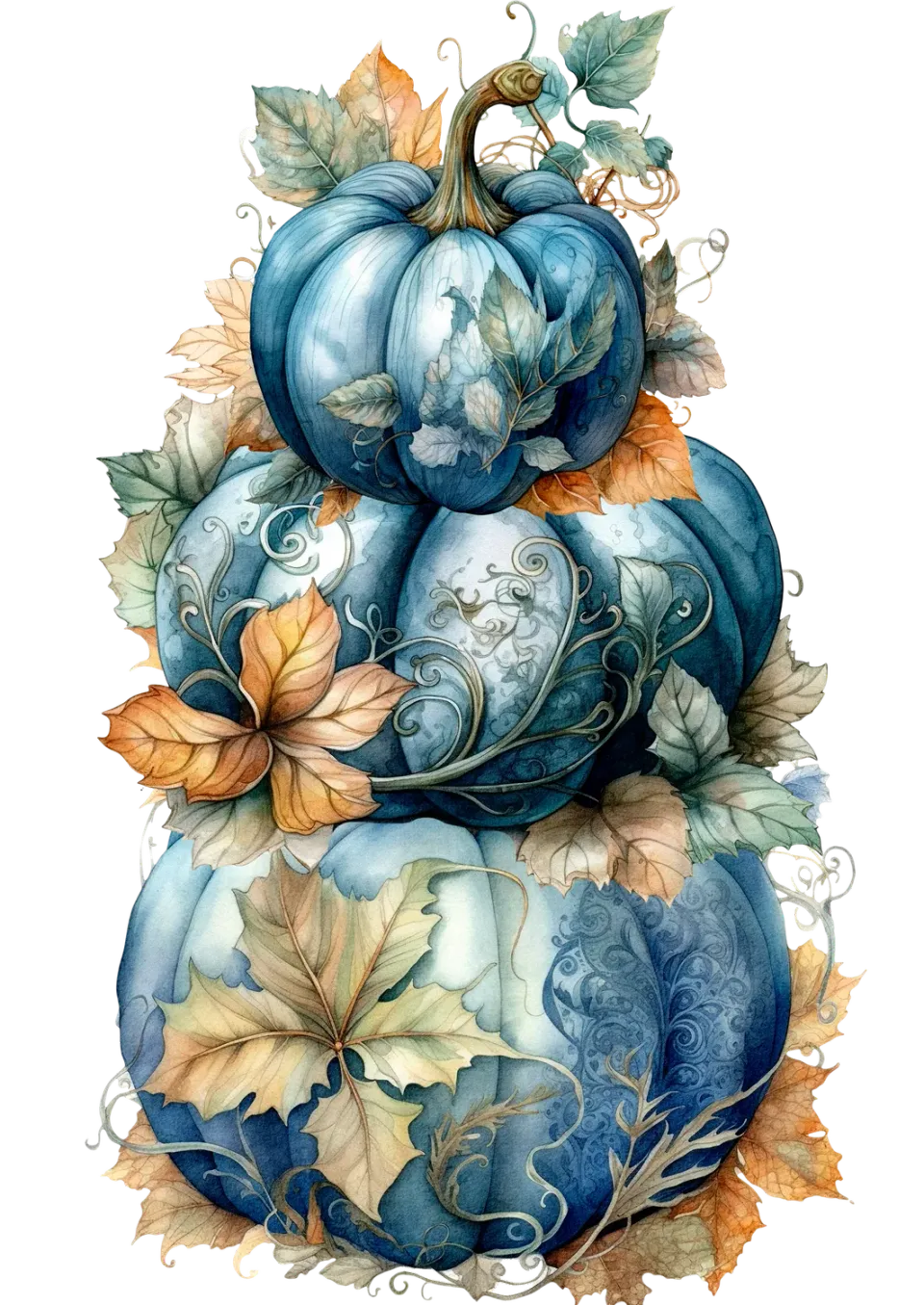 Avery Lane Gifts Fall Autumn Blue Pumpkins plakat blå