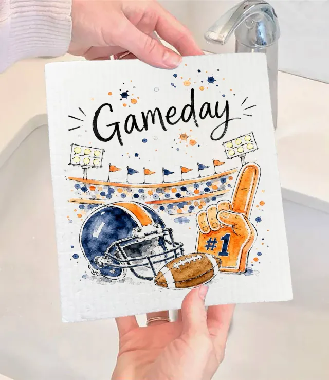 Gameday Football karklud navy orange cellulose 17x20 cm