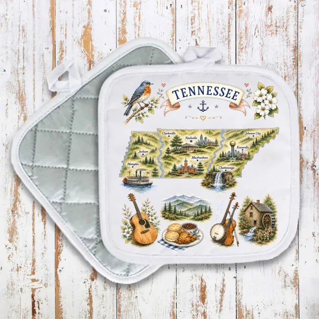 Avery Lane Gifts Tennessee grydelap quiltet bomuld 20x20cm