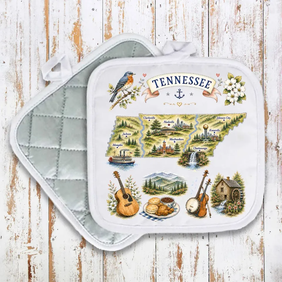 Avery Lane Gifts Tennessee grydelap quiltet bomuld 20x20cm