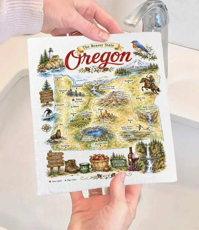Avery Lane Gifts Oregon State Map Landmark karklud 17x20 cellulose