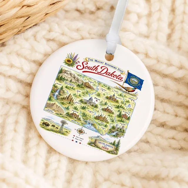 Avery Lane Gifts South Dakota julepynt porcelæn 7,6 cm