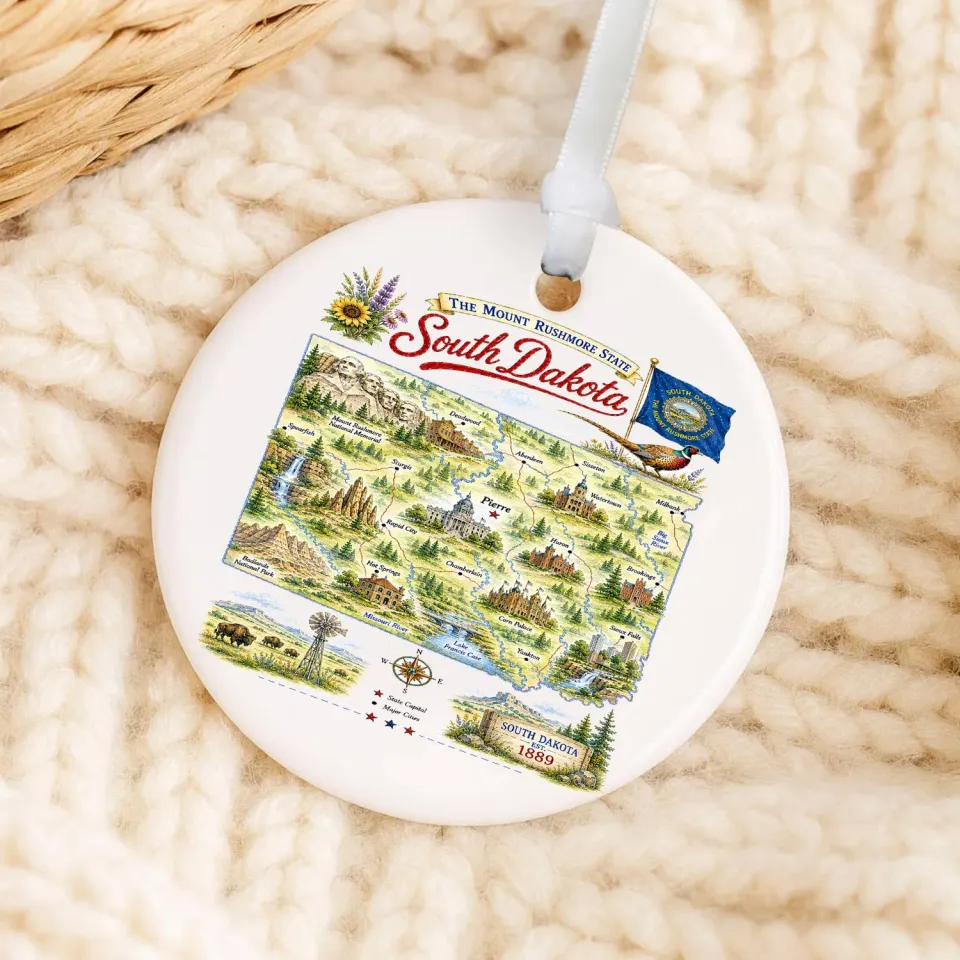 Avery Lane Gifts South Dakota julepynt porcelæn 7,6 cm