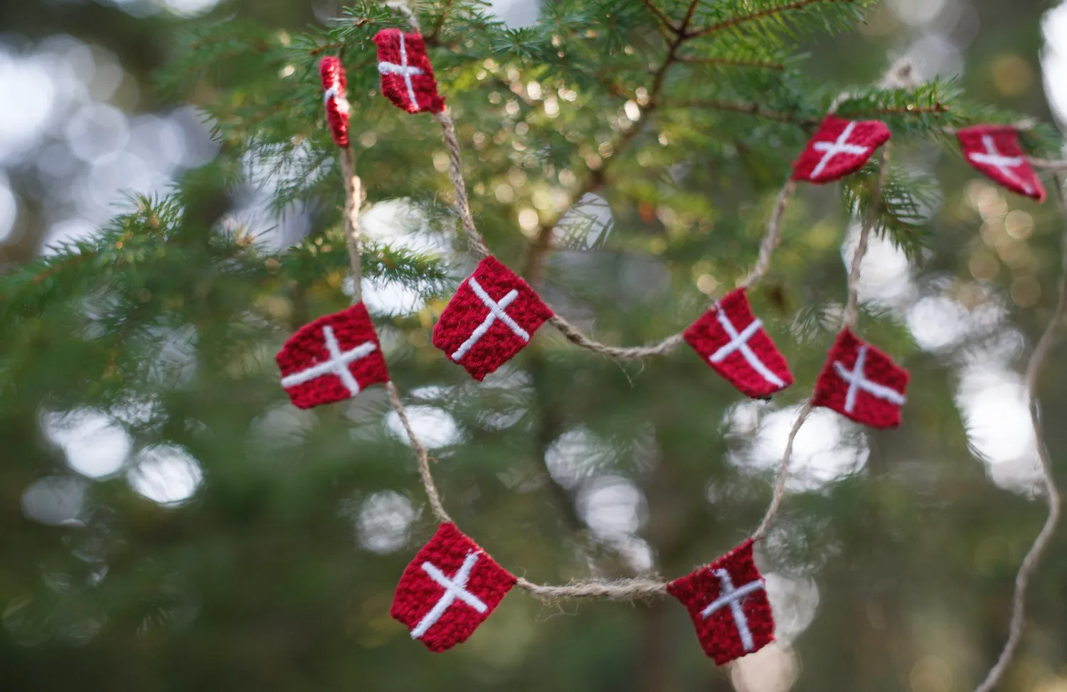Solwang flagguirlande danske flag 10 stk bomuld