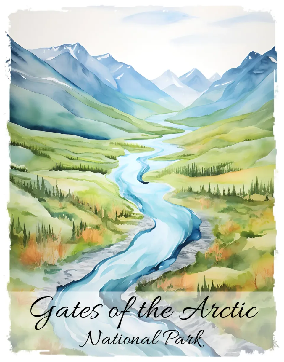 Avery Lane Gifts Gates of the Artic nationalpark billede print
