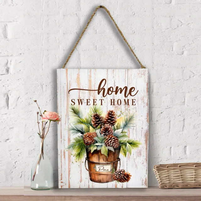 Avery Lane Gifts Home Sweet Home Bucket vægskilt 12x16" bomuld