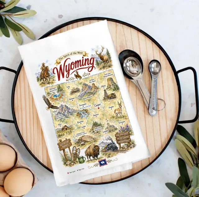 Avery Lane Gifts Wyoming statskort viskestykke 69x69 cm