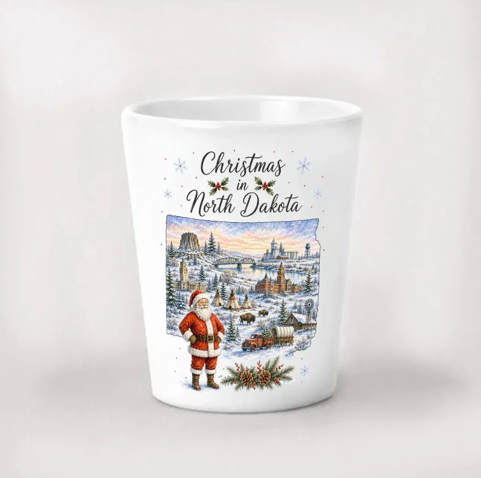 Avery Lane Gifts Christmas North Dakota shotglas keramik