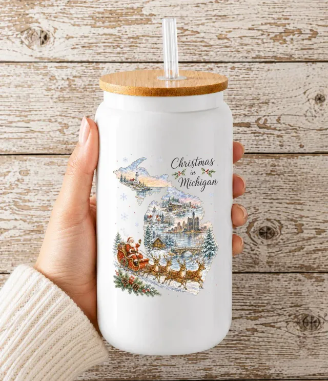 Avery Lane Gifts Christmas Michigan glasbæger 473 ml med låg