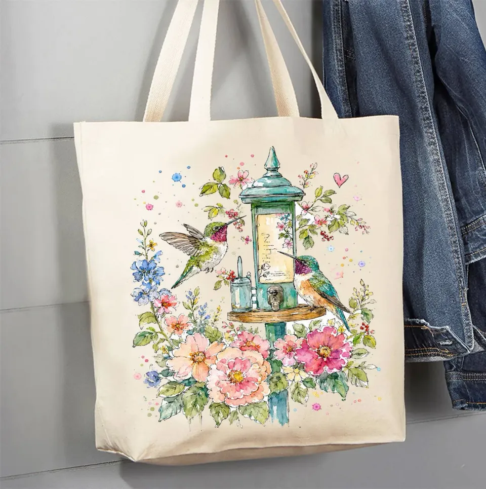 Avery Lane Gifts Spring Flowers Hummingbirds mulepose bomuld