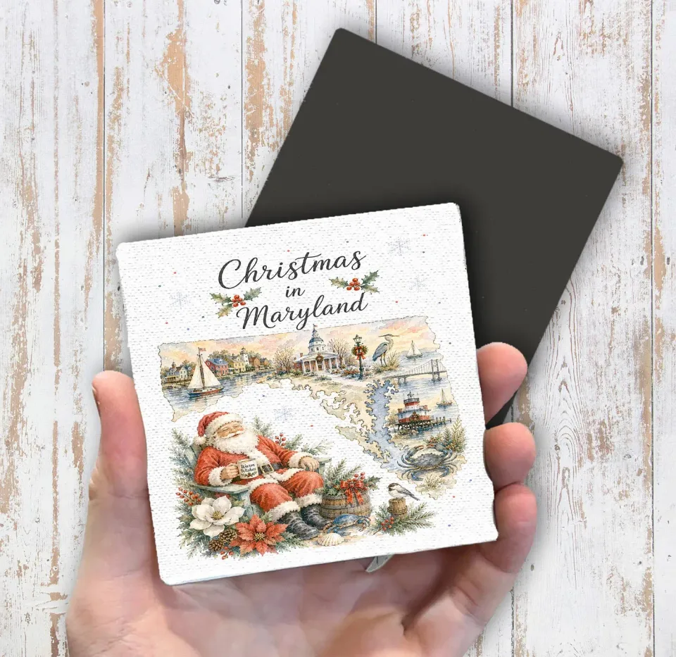 Avery Lane Gifts Christmas Maryland køleskabsmagnet 10x10 cm