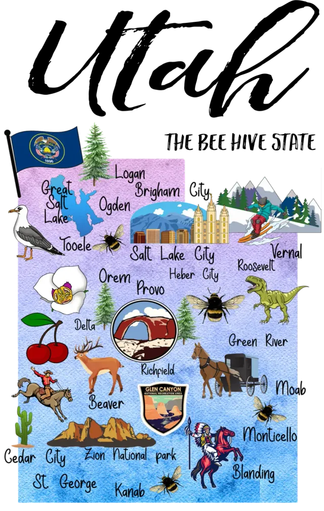Avery Lane Gifts Utah State Map souvenir kortmotiv