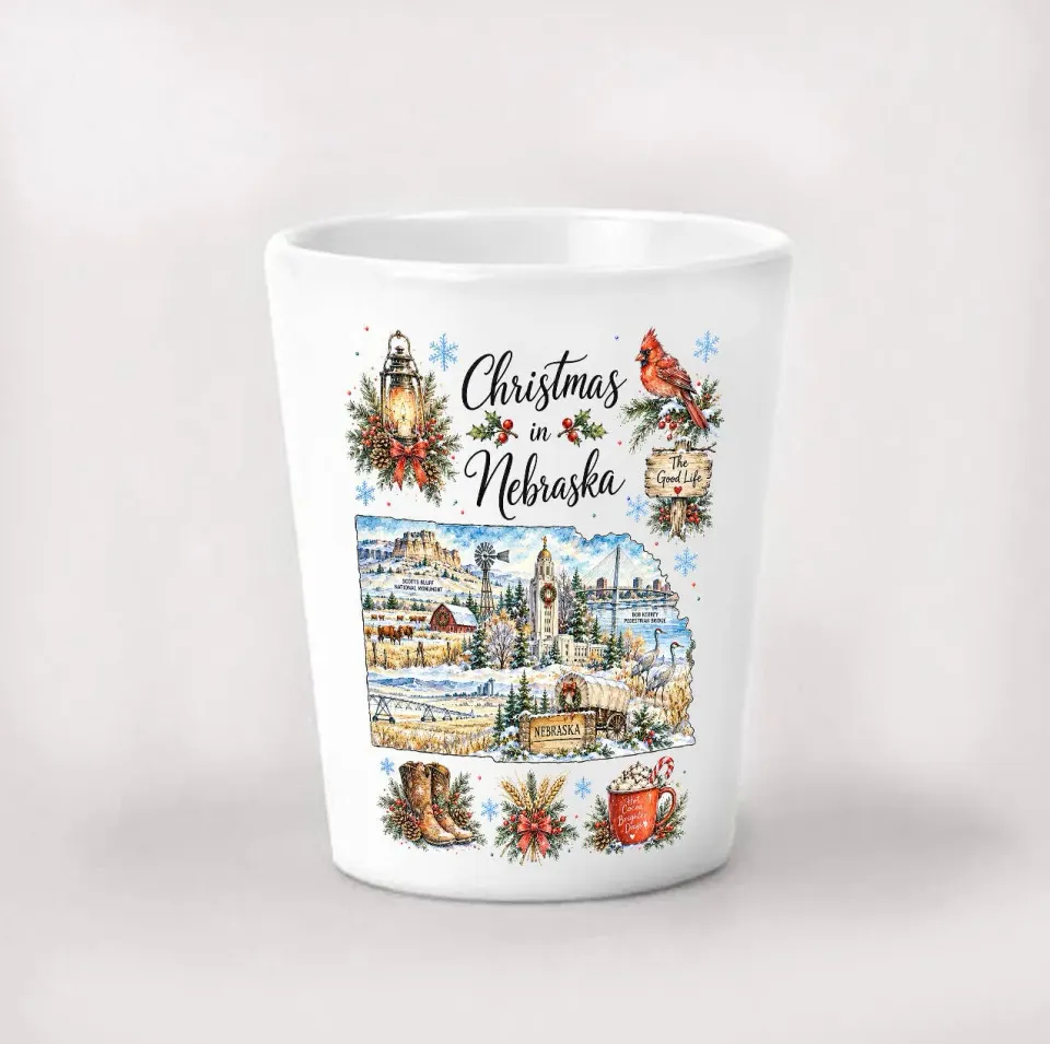 Avery Lane Gifts Christmas in Nebraska State Map shotglas 44 ml