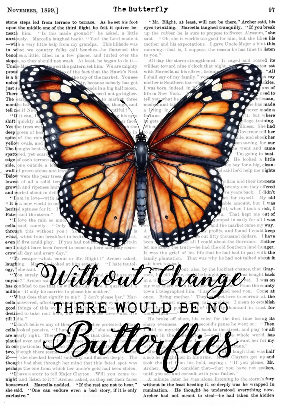 Avery Lane Vintage Monarch Butterfly plakat citattryk