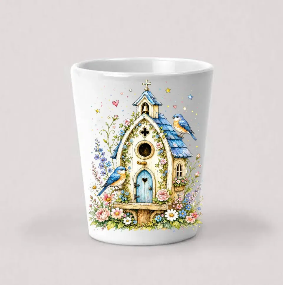 Avery Lane Gifts Watercolor Birdhouse shotglas 44 ml keramik