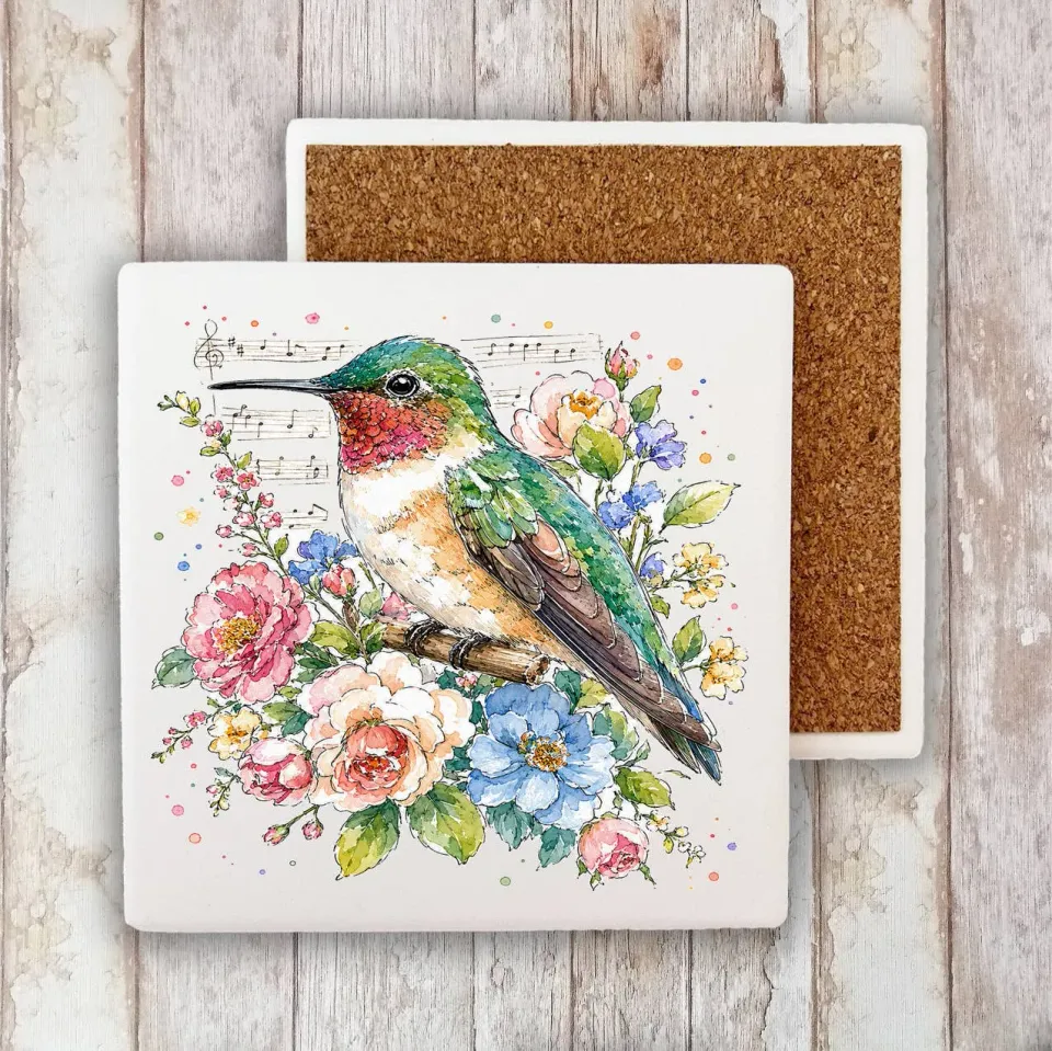 Avery Lane Gifts Spring Flowers bordskåner 10x10 cm kolibri