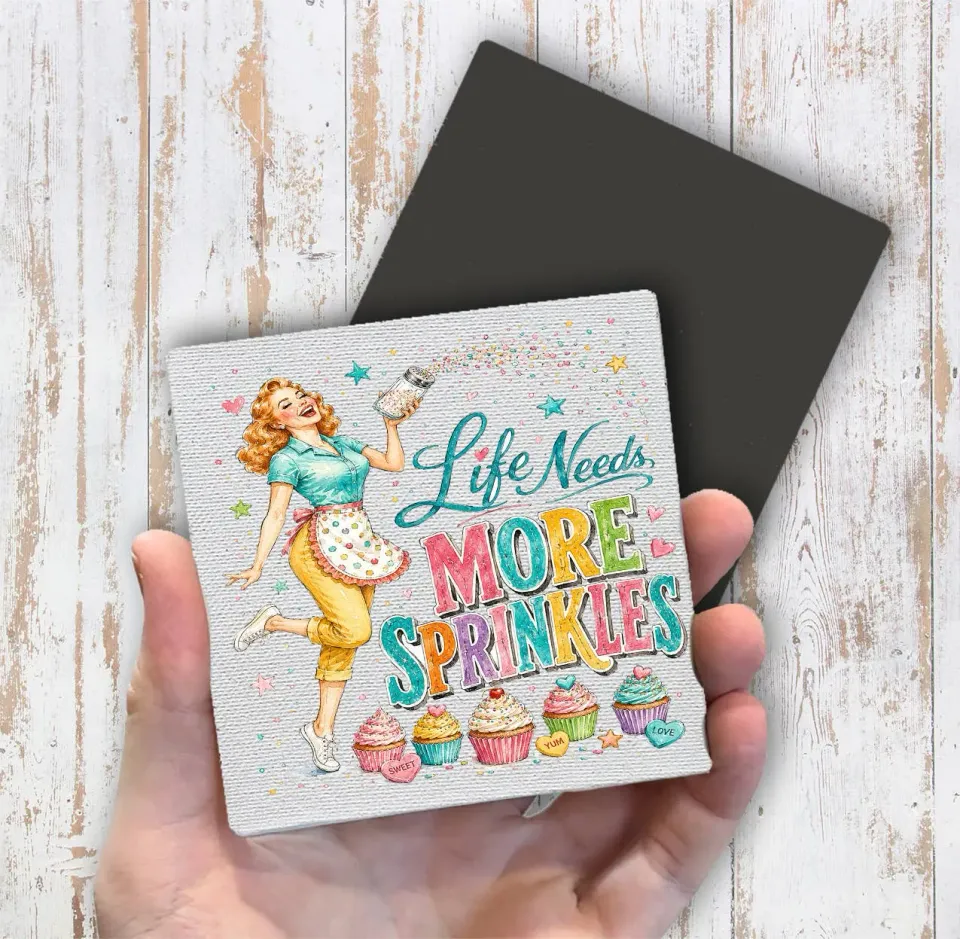Avery Lane Gifts Life Needs More Sprinkles køleskabsmagnet 10 cm sjov