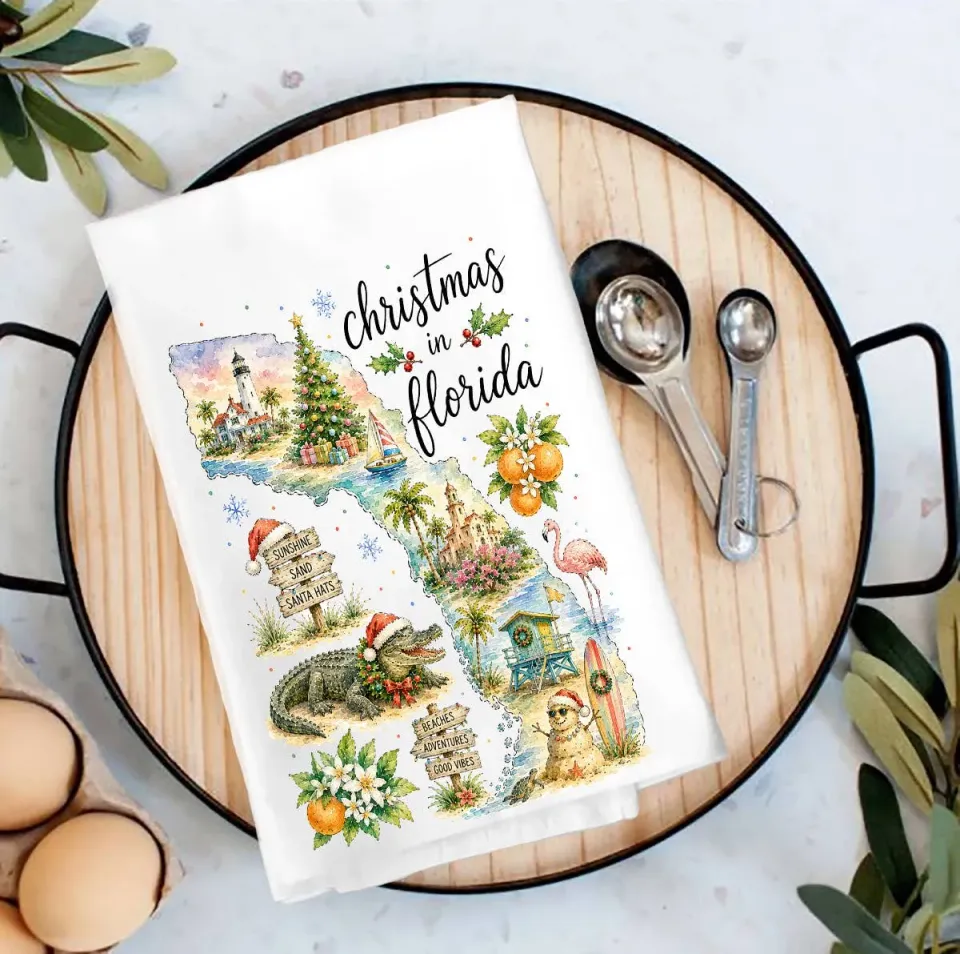 Avery Lane Gifts Christmas Florida viskestykke 69x69 cm bomuld