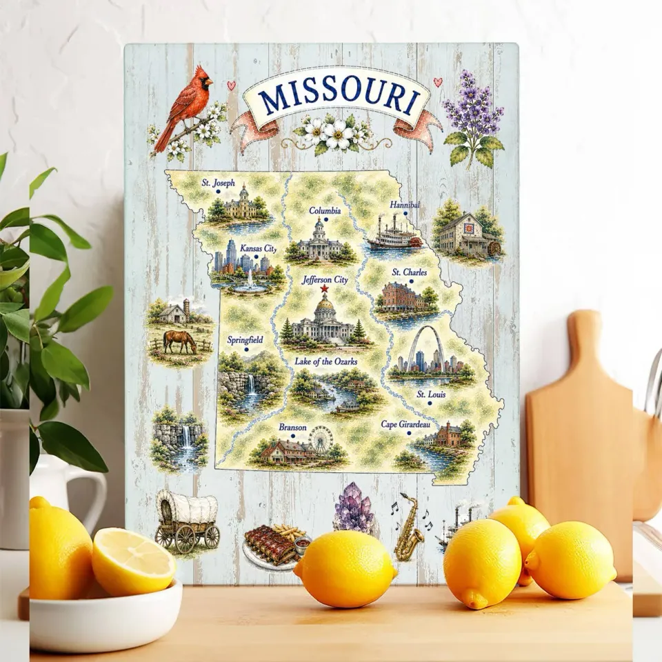 Avery Lane Gifts State Map Missouri skærebræt glas 28x38 cm