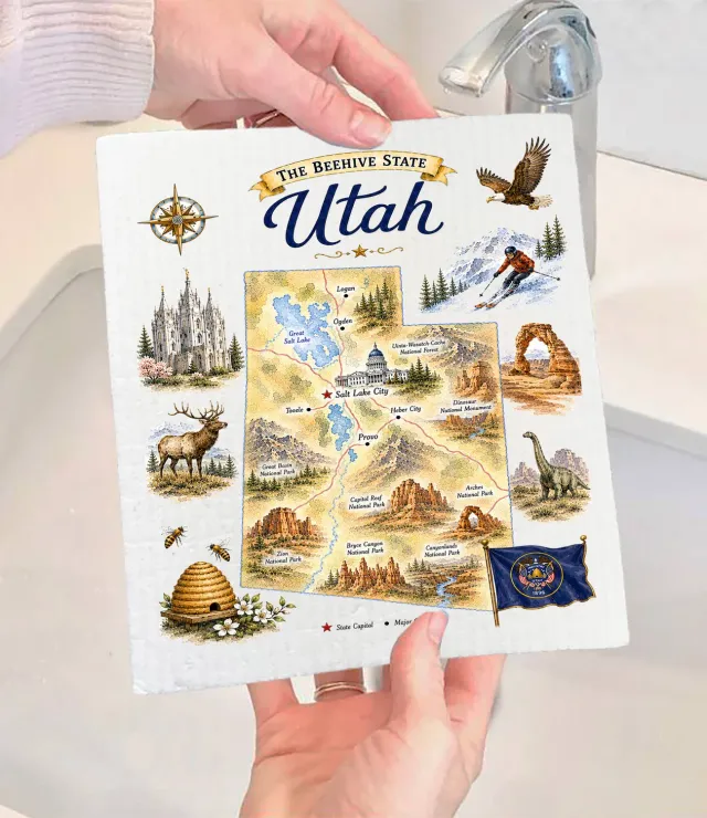 Avery Lane Gifts Utah State Map Landmark karklud svensk