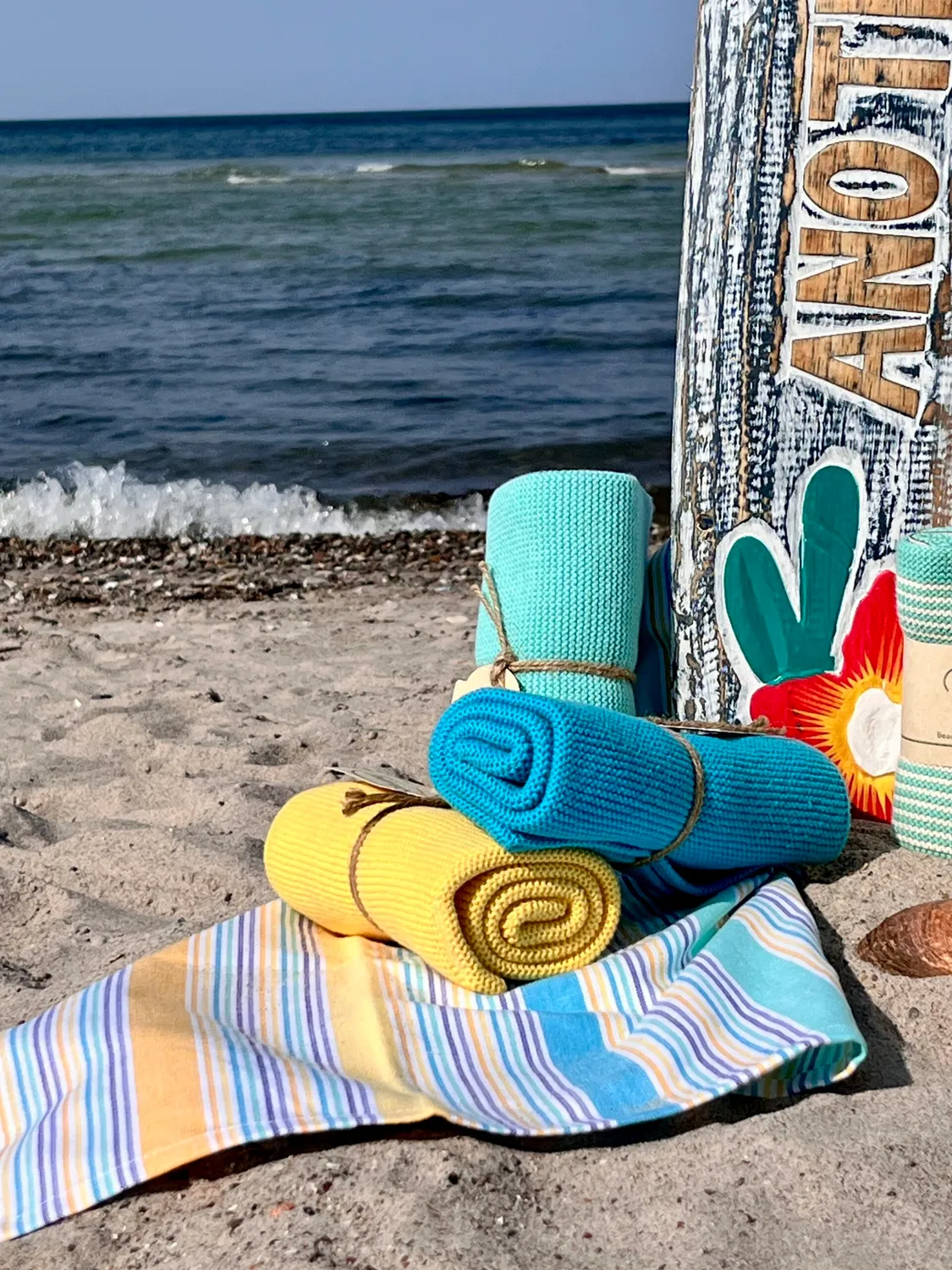 Solwang viskestykke Beach Mix økologisk aqua